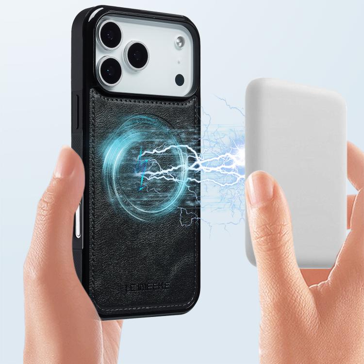 Funda para iPhone 17 Pro Max LC.IMEEKE L5 Series con tarjetero RFID desmontable y Magsafe (negra)