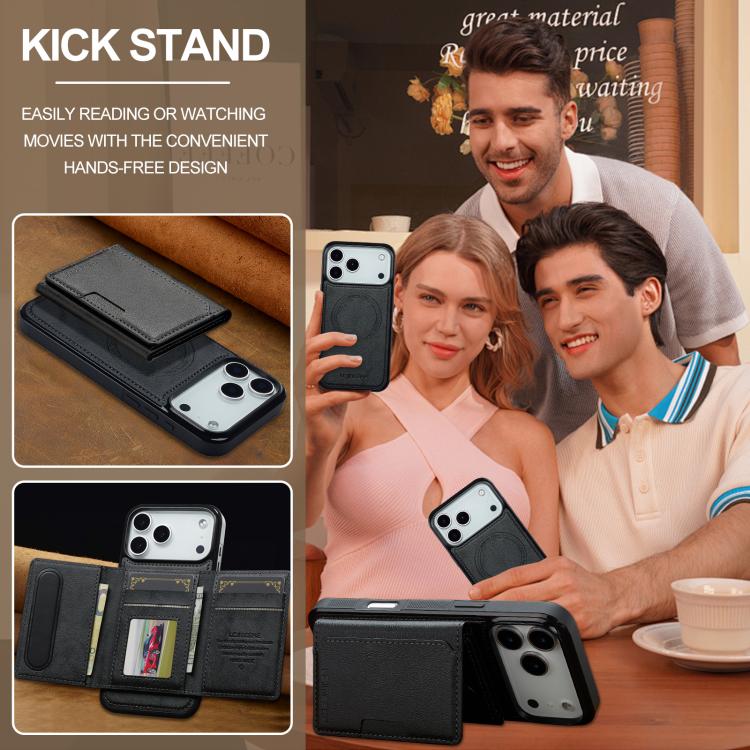 Funda para iPhone 17 Pro Max LC.IMEEKE L5 Series con tarjetero RFID desmontable y Magsafe (negra)