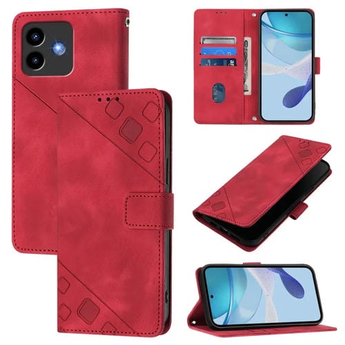 Funda de Piel con Relieve para Teléfono Cubot Note 40 (Roja)