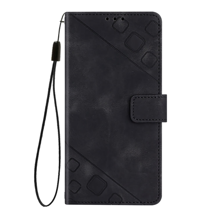 Funda de Cuero con Relieve y Tacto de Piel para Doogee N55 Plus (Negra)