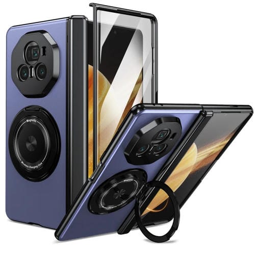 Estuche para Teléfono For Honor Magic V3 con Anillo Giratorio y Plegable (Azul)
