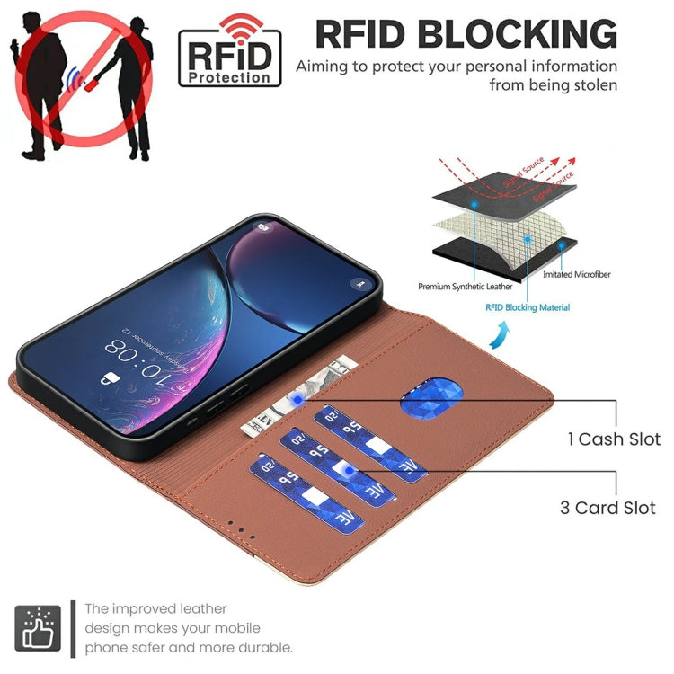 Funda de Cuero Antirrobo con Protección Rfid para OnePlus 13 (Marrón)