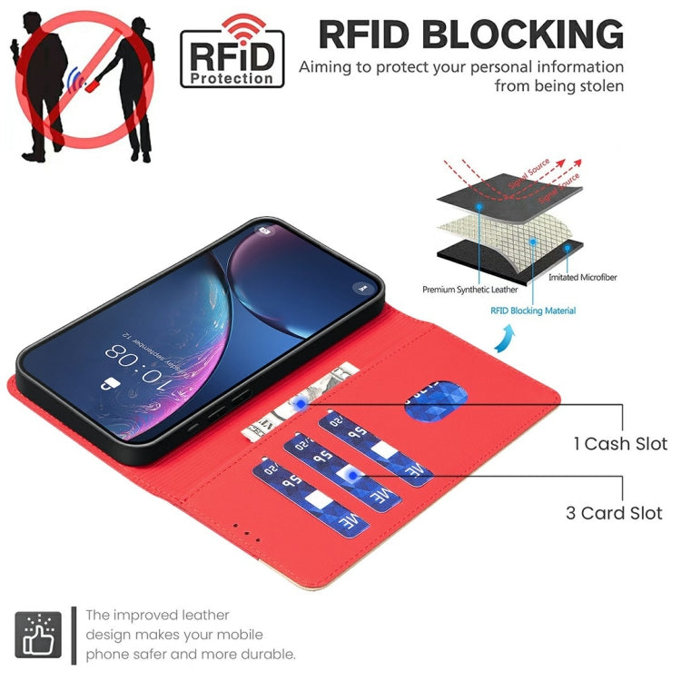 Funda de Cuero Antirrobo con Protección Rfid para OnePlus 13 (Rojo)
