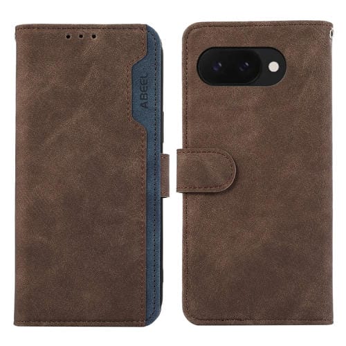 Funda de Cuero con Bloqueo Magnético RFID para Google Pixel 9A Abeel (Marrón y Azul)