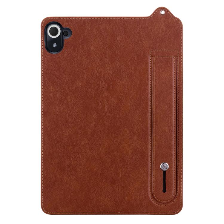 Funda de TPU con parte trasera de cuero y correa para Xiaomi Redmi K Pad (marrón)