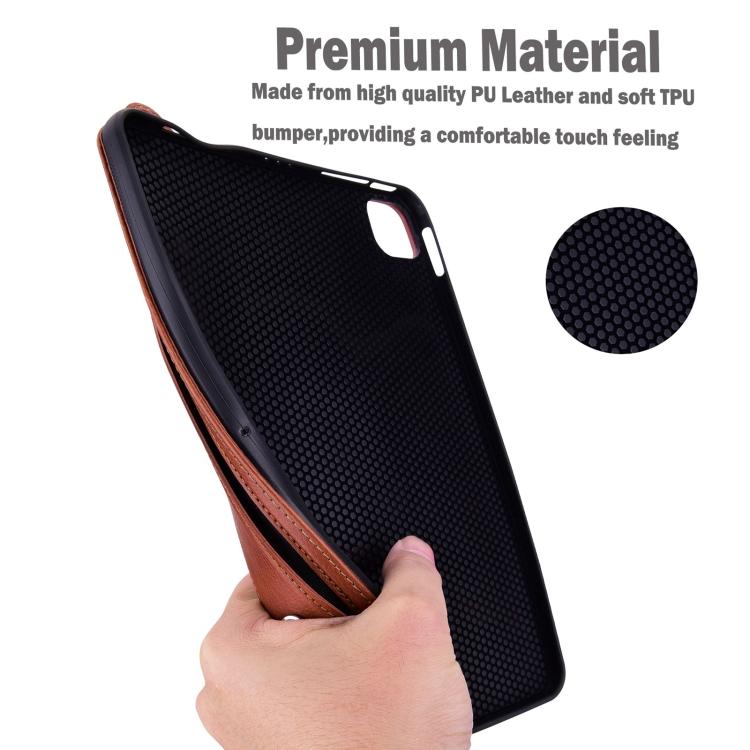 Funda de TPU con parte trasera de cuero y correa para Xiaomi Redmi K Pad (marrón)
