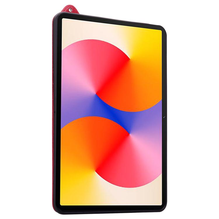 Funda de TPU con parte trasera de cuero y correa para Xiaomi Redmi Pad 2 (roja)