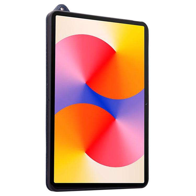Funda de TPU con parte trasera de cuero y correa para Xiaomi Redmi Pad 2 (azul oscuro)