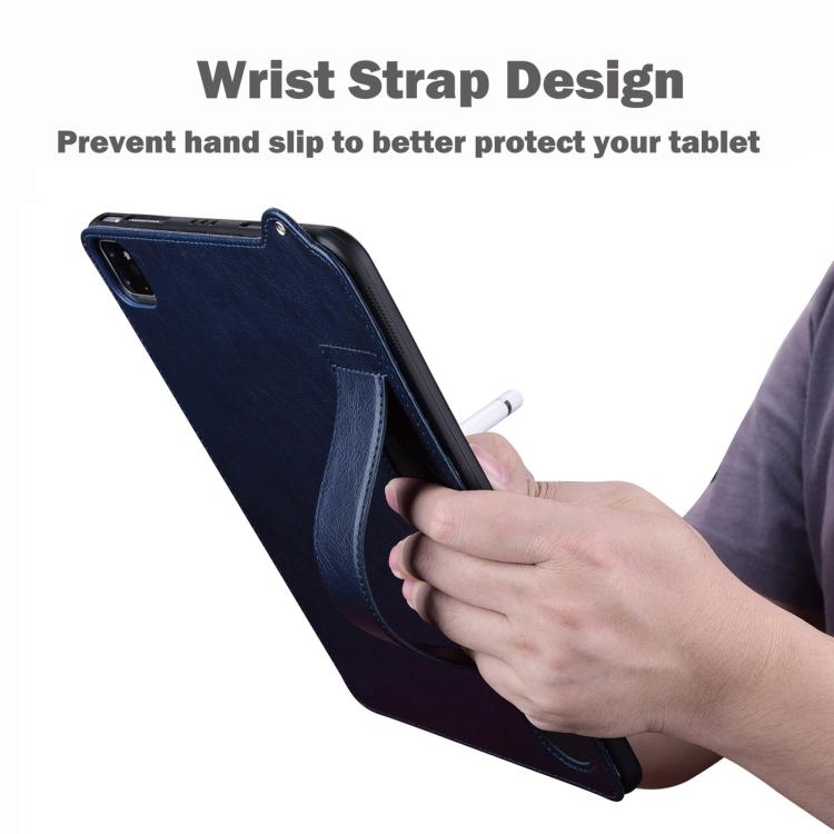 Funda de TPU con parte trasera de cuero y correa para Xiaomi Redmi Pad 2 (azul oscuro)
