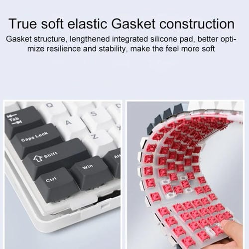 Teclado Mecánico Aula F87 87 Teclas con Cable, 2,4G y Bluetooth RGB Personalizado (Blanco, Gris y Azul)