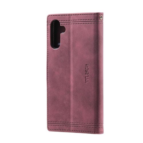 Funda de cuero con relieve TTUDRCH para Samsung Galaxy A17 5G (rojo vino)