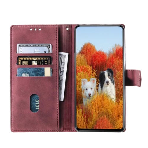Funda de cuero con relieve TTUDRCH para Samsung Galaxy A17 5G (rojo vino)
