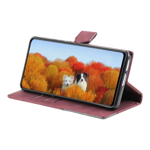 Funda de cuero con relieve TTUDRCH para Samsung Galaxy A17 5G (rojo vino)