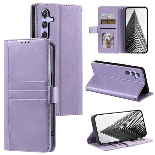 Funda de cuero tipo cartera para Samsung Galaxy A17 5G (morada)