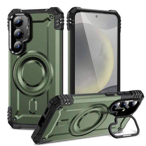 Estuche para Teléfono Samsung Galaxy S25 5G con Soporte para Lente Magsafe (Verde Militar)