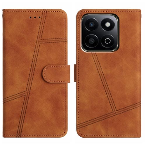 Funda de Cuero con Costuras y Tacto Inteligente para Honor X7C 4G/200 (Marrón)