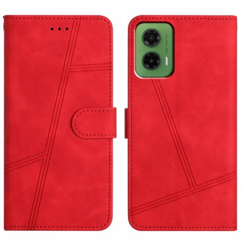 Funda de Cuero con Costuras para Motorola Moto G35 (Rojo) Tacto Suave
