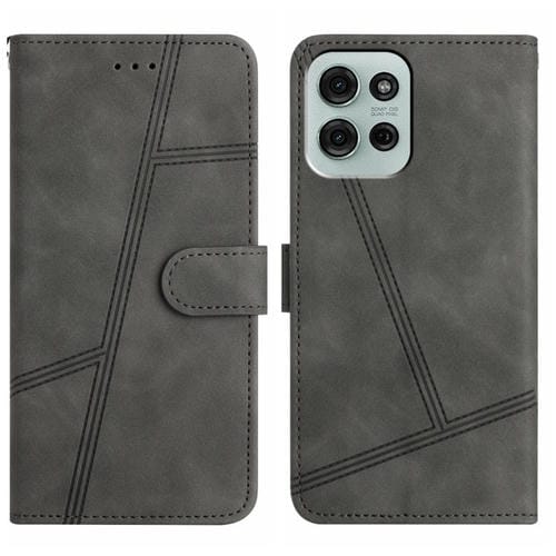Funda de Cuero para Motorola Moto G75 con Costuras y Tacto Suave (Gris)
