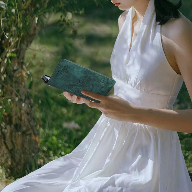 Funda de Piel con Relieve de Mariposa para OnePlus 13 (Verde)