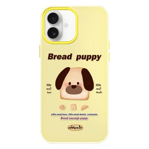Funda híbrida TPU Policarbonato iPhone 16 Plus Tacto sedoso (Amarillo Cachorro de Pan)