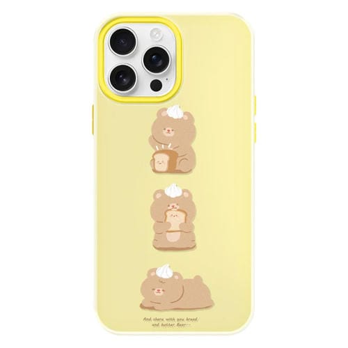 Funda híbrida TPU y PC iPhone 15 Pro Tacto Sedoso y Gelatinoso (Amarillo Oso de Pan)