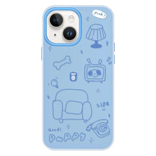 Funda híbrida TPU y PC iPhone 14 Plus Tacto Sedoso (Puppy Blue)