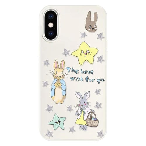 Funda Híbrida TPU Policarbonato iPhone X/Xs Tacto Sedoso (Beige Star Rabbit)