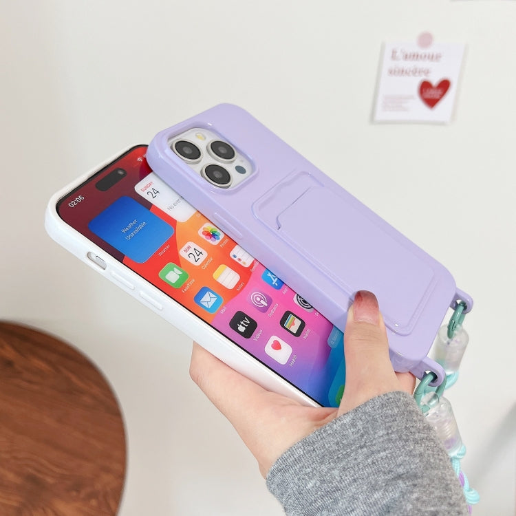 Estuche para Teléfono Dopamina iPhone 14 Pro Max con Ranura para Tarjeta y Cordón (Rojo Rosa)