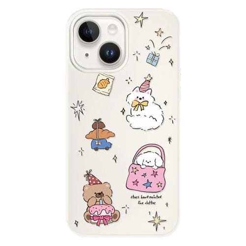 Funda híbrida TPU y PC iPhone 15 Plus Tacto sedoso y gelatinoso (Blanco)