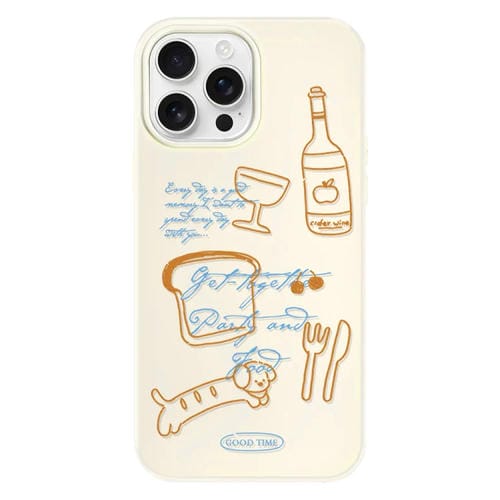 Funda híbrida TPU y PC para iPhone 14 Pro Max (Party Line Dog White)