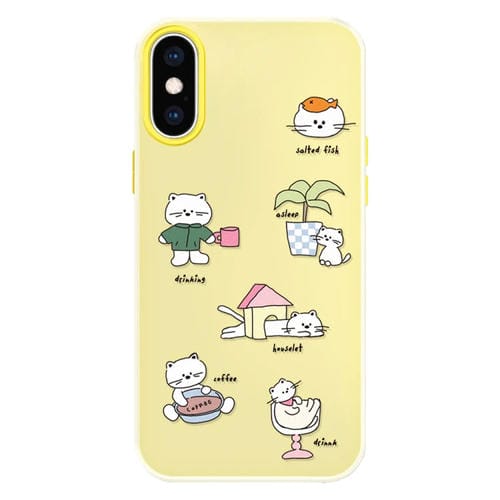 Funda híbrida TPU y Policarbonato iPhone Xs Max protección táctil (Daze Cat Yellow)