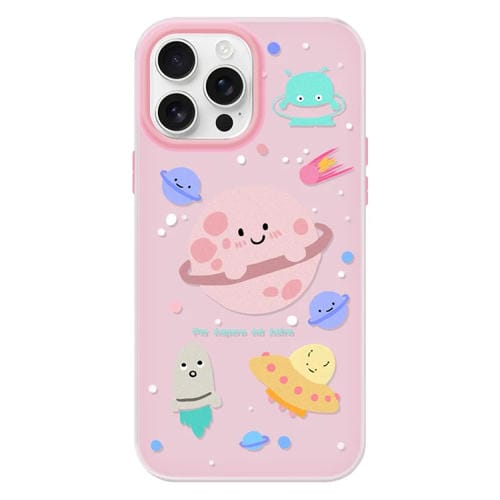 Funda híbrida TPU y Policarbonato iPhone 16 Pro Max Tacto Sedoso (Rosa Planeta)