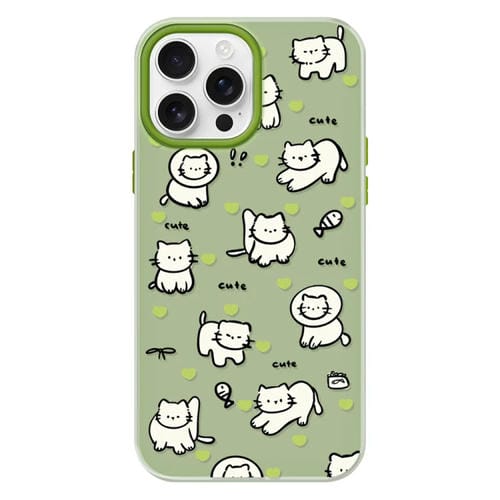 Funda híbrida TPU y PC para iPhone 12 Pro Max con diseño Corazón Verde y Gato Verde