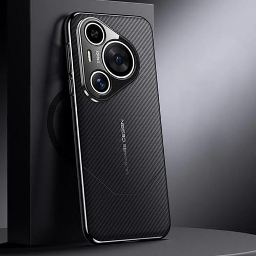 Funda para Huawei Pura 70 Premium con imitación de fibra de carbono y diseño de vanguardia (negra)