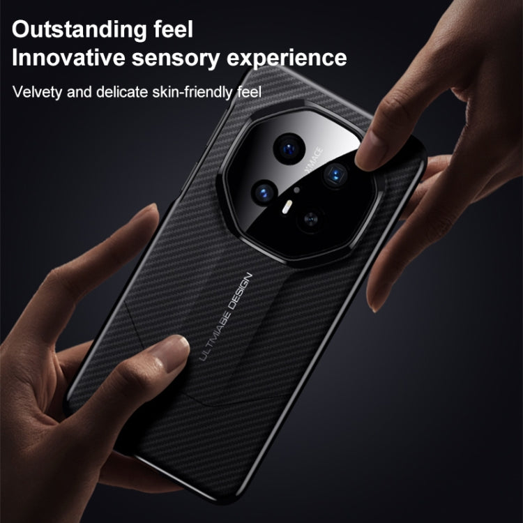 Funda para Huawei Pura 70 Ultra Premium con imitación de fibra de carbono y diseño de vanguardia (negra)