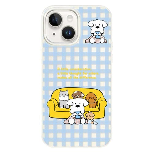 Funda híbrida TPU y PC iPhone 13 Familia de Perros (Blanco)