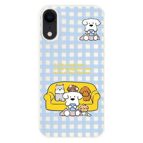 Funda híbrida TPU y Policarbonato iPhone Xr Familia de Perros (Blanco)