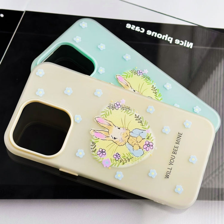 Funda híbrida TPU Policarbonato para iPhone 16 Plus con diseño Auriculares Perro (Blanco)