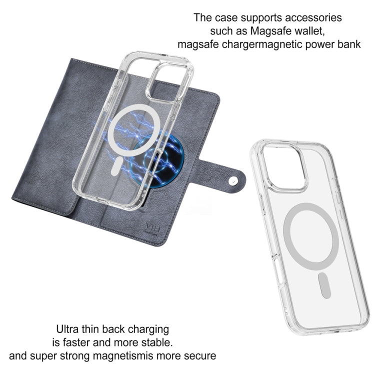Funda de Cuero con Tapa Magnética Rfid Magsafe para iPhone 14 Pro Max Vili Gvs-C Series (Gris)