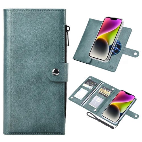 Funda de Cuero con Tapa Magnética Rfid Magsafe para iPhone 14 Plus Vili Gvs-C Series (Verde)
