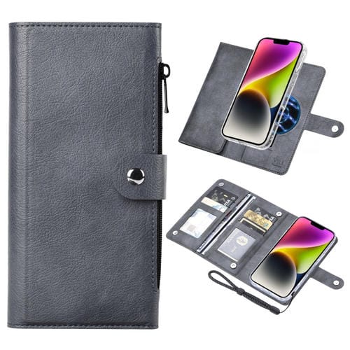 Funda de Cuero Vili Gvs-C Series para iPhone 14 con Tapa Magnética Rfid Magsafe (Gris)