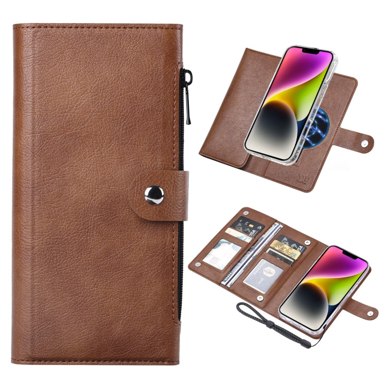 Funda de Cuero Vili Gvs-C Series para iPhone 14 con Tapa Magnética Rfid Magsafe (Marrón)
