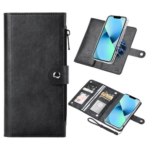 Funda de Cuero Vili Gvs-C Series para iPhone 13 con Tapa Magnética Rfid Magsafe (Negra)