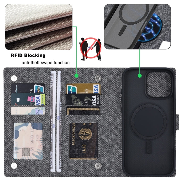 Funda de Cuero con Tapa Magnética Rfid Magsafe para iPhone 14 Pro Max Vili Gbs Series (Negra)
