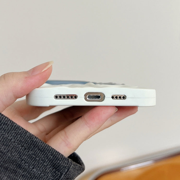 Funda TPU Esmerilada Textura de Piel Efecto Degradado Arrugas para iPhone 12 (Rosa Claro y Azul)