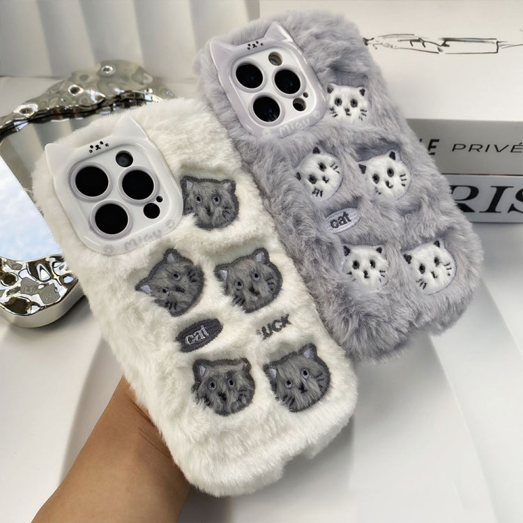 Funda de Silicona con Bordado de Felpa para iPhone 14 Pro (Gris)