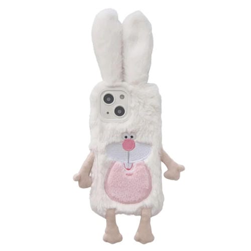 Funda TPU para iPhone 13 con Diseño de Conejo de Dientes de Ciervo (Beige)