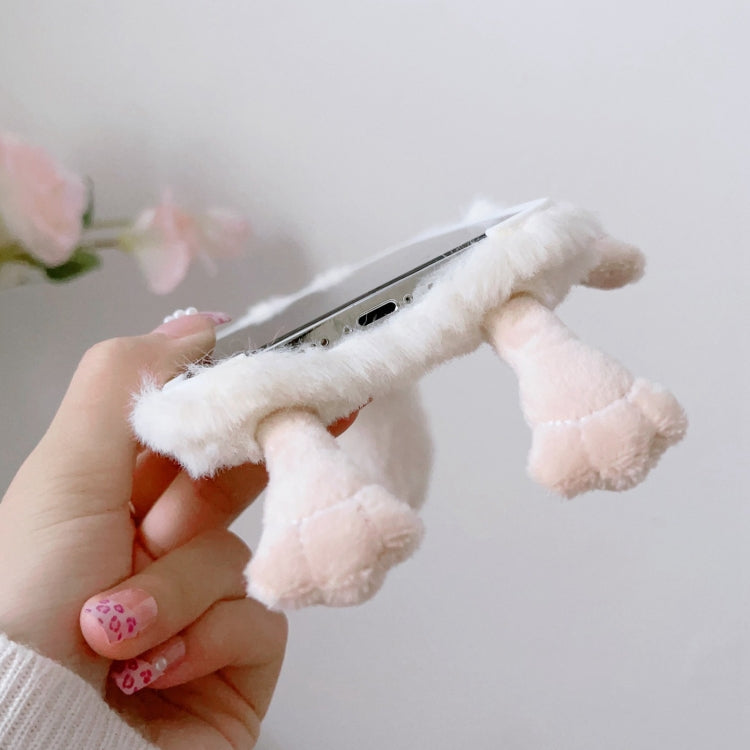 Funda de Teléfono TPU iPhone 14 Pro Diseño Conejo Dientes de Ciervo (Beige)