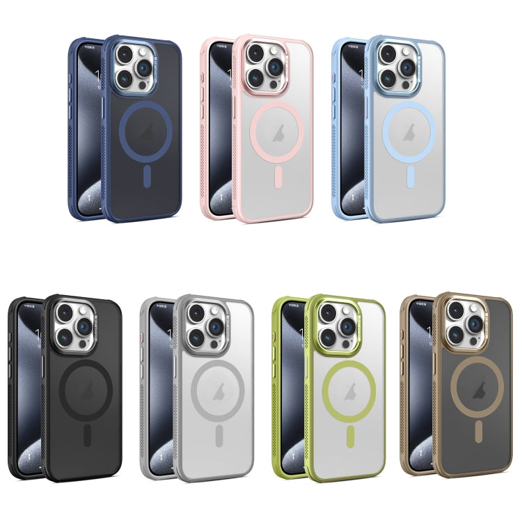 Estuche para Teléfono Magsafe Marco Lente Metal Esmerilado Sensación Piel Enfriamiento Lateral para iPhone 14 Pro Max (Gris)