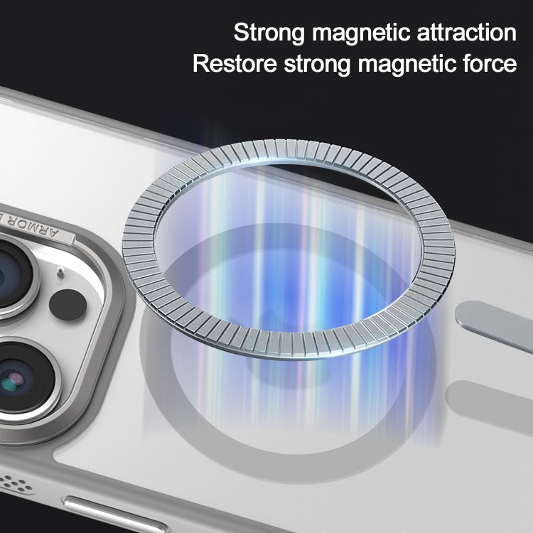 Estuche para Teléfono Magsafe iPhone 16 Plus Marco Lente Metal Esmerilado Sensación Piel Enfriamiento (Negro)